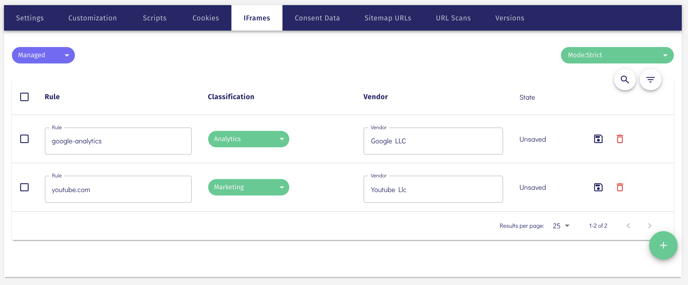 Consent Manager - iframes - strict